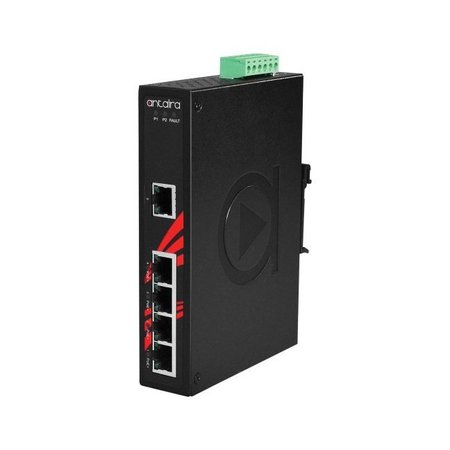 ANTAIRA 5-Port Industrial Gigabit PoE+ Unmanaged Ethernet Switch, w/4-10/100/1000Tx + 1-10/100/1000Tx LNP-0500G